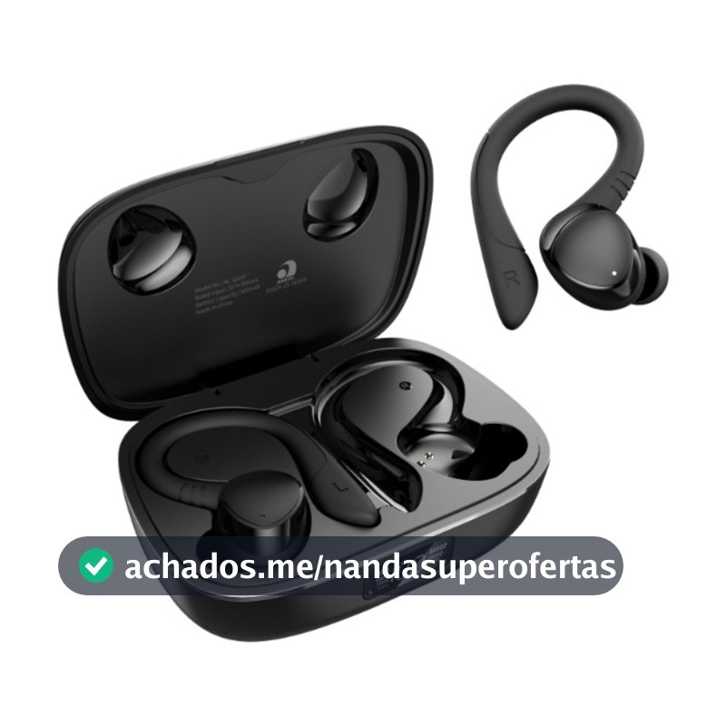 Fone de Ouvido Bluetooth Sem Fio 4Leader Esportivo Gancho IPX5 Microfone 20h Bateria Academia Corrida