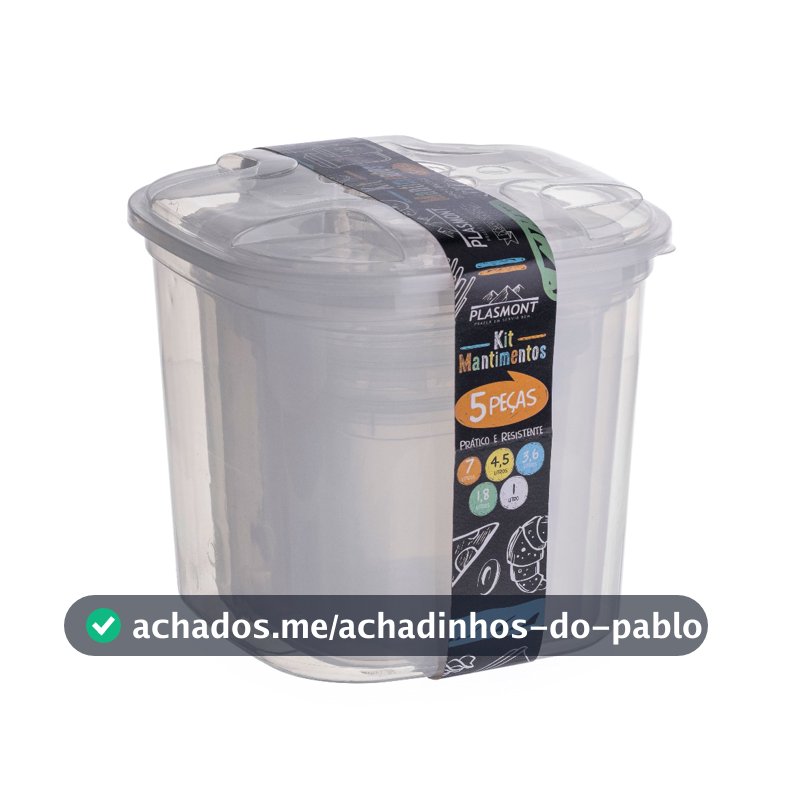 Kit Mantimento Conjunto 5 Potes Com Tampa BPA FREE Organizador De Alimentos Pote Hermético