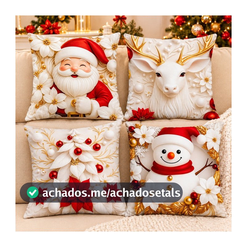 kit Feliz Natal 4 peças capa de almofadas para decoração Natalina PROMOÇÃO