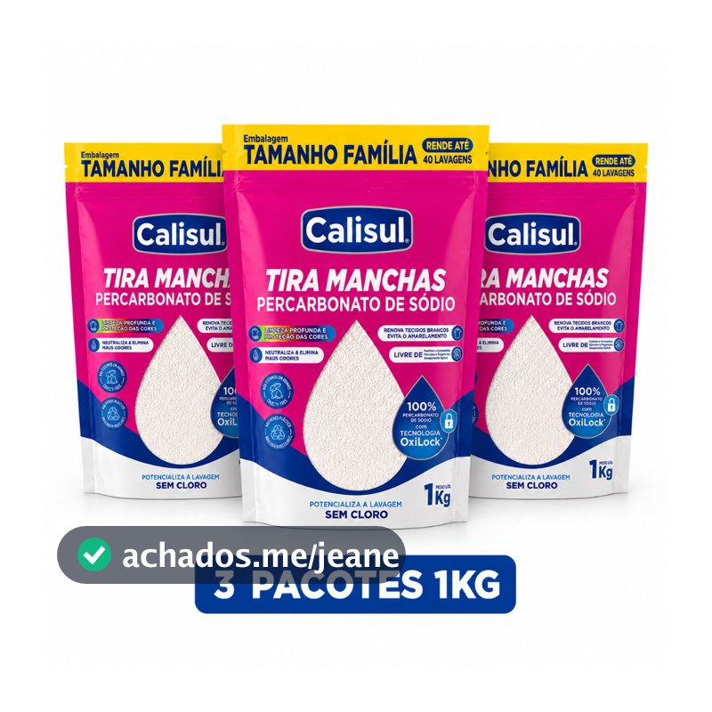 PERCARBONATO de sódio 100% PURO Roupas e Limpeza 1kg/2kg OXIGÊNIO ATIVO Calisul SEM CLORO