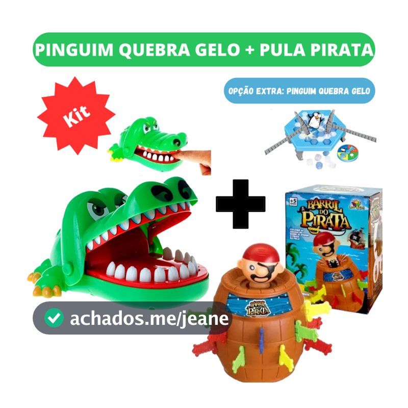 Kit Pula Pirata + Jacaré Morde Dedo Crocodilo Dentista Barril Jogo Brinquedo infantil