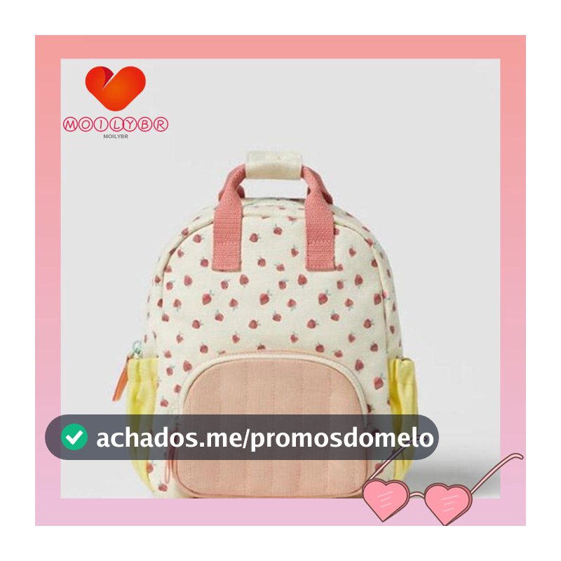 MOILYBR Mochila Infantil Strawberry Kid Backpack , De Algodão Bordado , Impressão Fofa Colorida