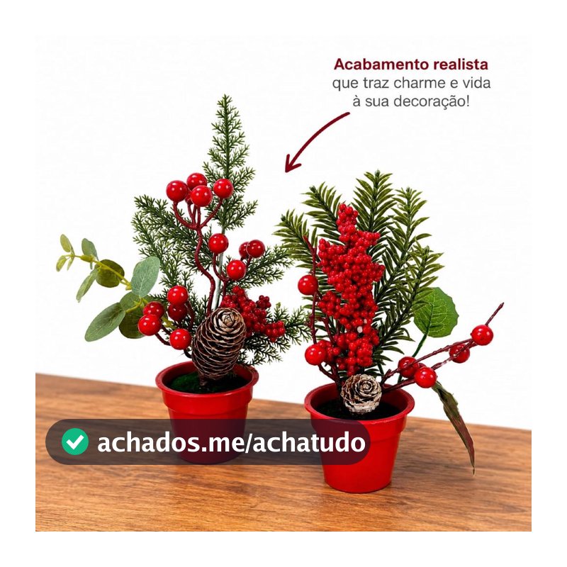 Mini Arranjo Natalino Pinheiro Vaso Decorativo De Mesa Natal