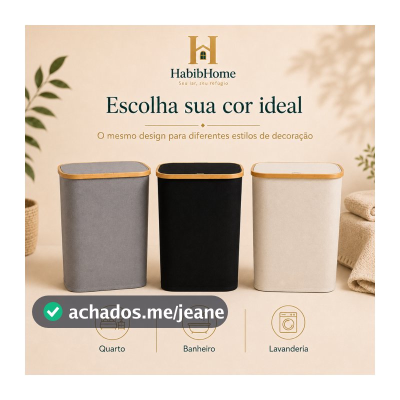 Cesto Organizador de Roupa Suja com Tampa Alça de Corda Natural/Branco Redondo e Retangular