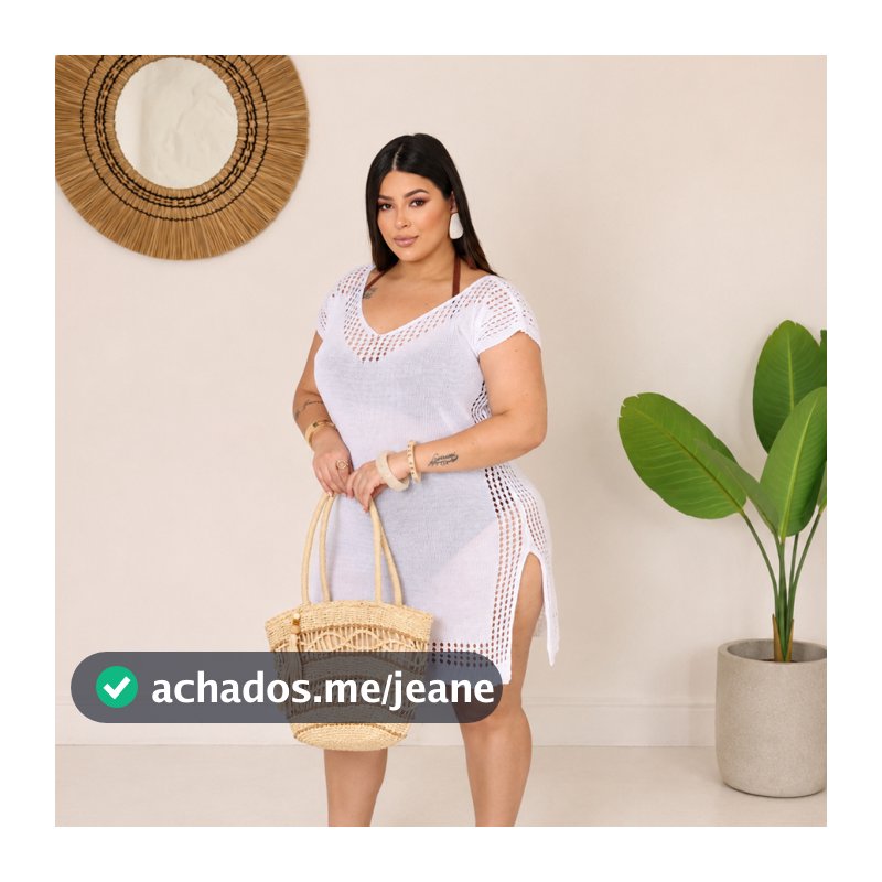 Saída De Praia Plus Size Moda Verão Vestido Curto Fenda Lateral Tamanho Grande Saída De Banho GG G1 G2