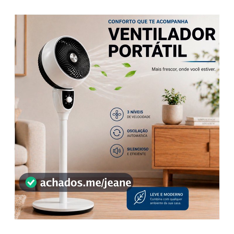 Ventilador De Coluna Pedestal Elétrico Ajuste De Altura Vento Forte 3 Velocidades Silencioso