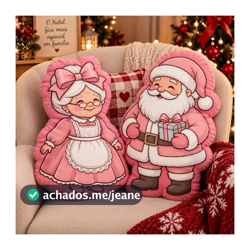 Almofadas 3D mamãe e papai Noel rose e vários modelos estampas frente e verso