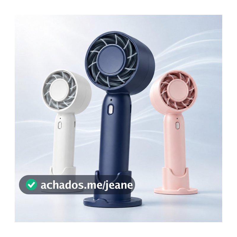 Mini Ventilador Portátil de Mão com Base Compacto Leve para Casa Escritório e Viagens