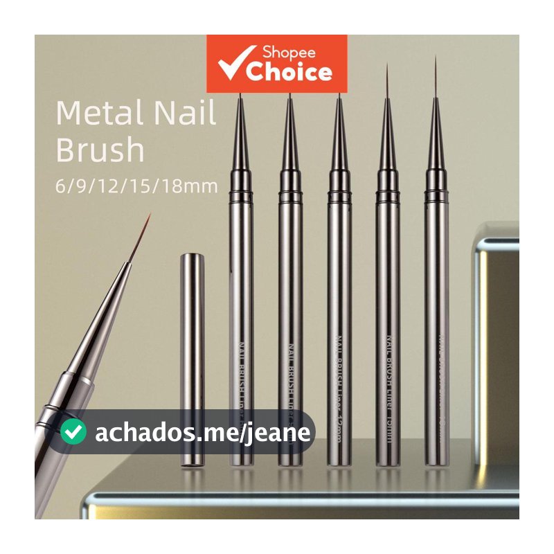 5 Pincéis Finalizadores de Arte em Unhas - Linhas Alongadas, Desenho e Pintura 6/9/12/15/18/25mm - Ferramenta