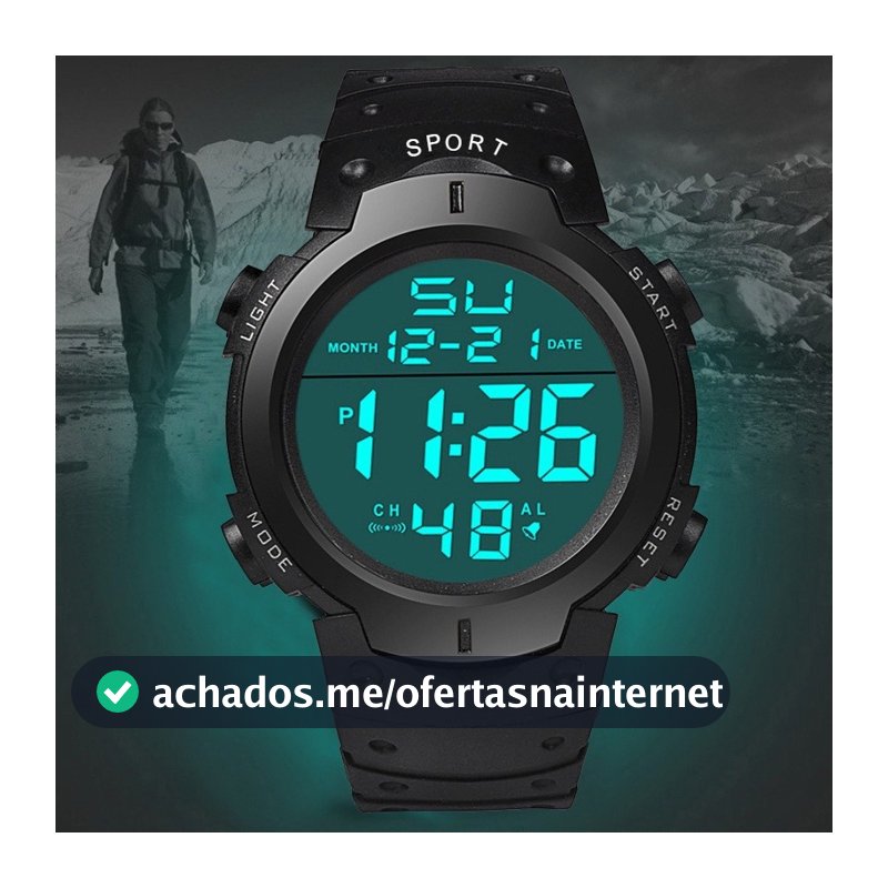 Relógio Digital Tático Masculino , Cronógrafo Esportivo LED À Prova D'água , Pulseira De Silicone