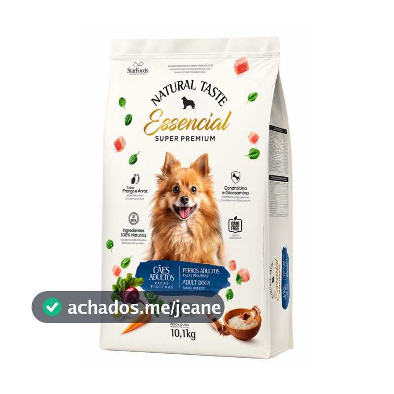 Ração Cães Dog Star Natural Taste Essencial Adulto Raças Pequenas 10,1kg
