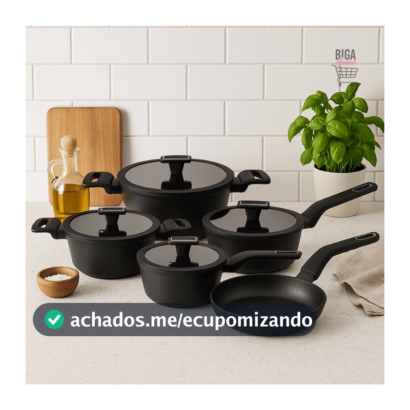 Jogo de Panelas Manhattan 5 Peças Premium com Revestimento Cerâmico Antiaderente e Cabos Soft Touch