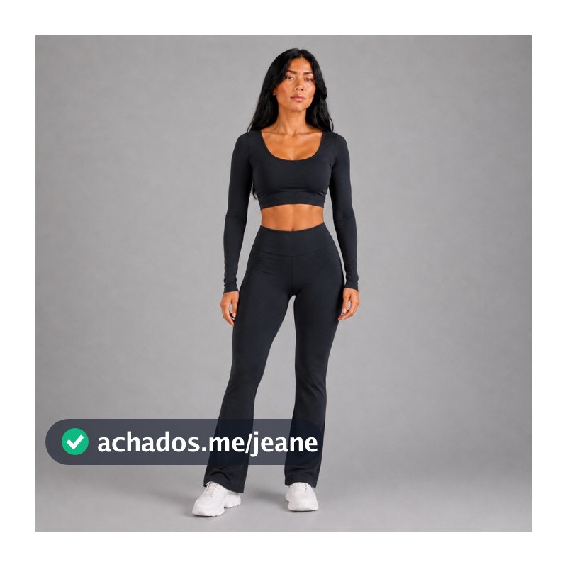 Conjunto Fitness Zero Transparência Top Longo + Calça Flare