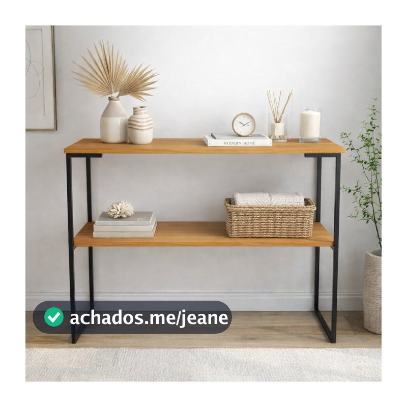 Aparador Industrial Cantinho do Café 90cm 2 Prateleiras MDF e Aço Resistente Moderno MAG Shop