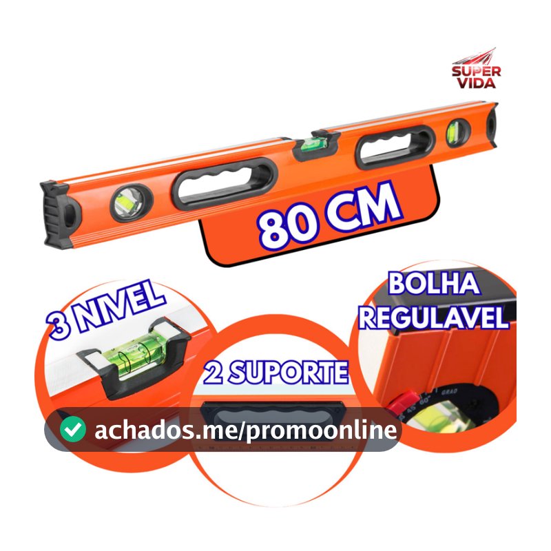 Nível Bolha Alumínio Prumo E Nível Com Imã 30/40/60/80/100cm 3 Bolhas para Obras Reformas