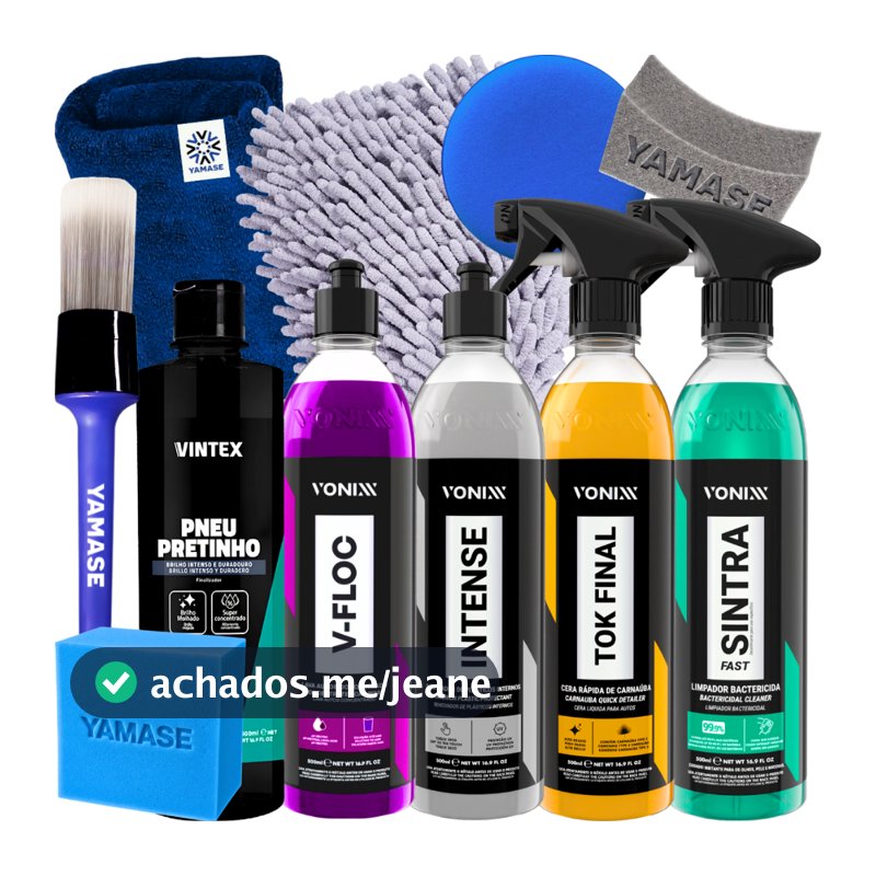 Kit Lavagem Completa Shampoo Cera Tok Final Intense Sintra Fast Pneu Pretinho Vonixx