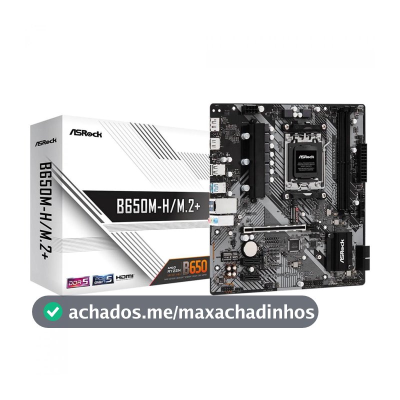 Placa Mãe ASRock B650M-H/M.2+, Chipset B650, AMD AM5, mATX, DDR5
