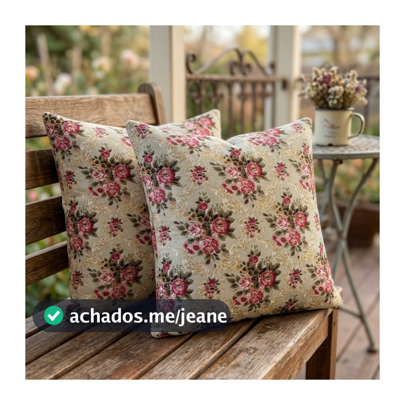 Kit 2 Capas De Almofadas Floral Bege Rosa Com Zíper Clássica Elegante