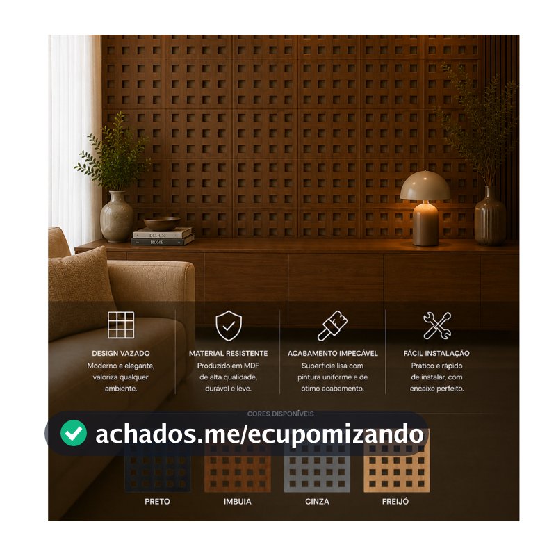 Kit até 40 Placas Painel Muxarabi Decorativo Mdf Autocolante 30x30cm