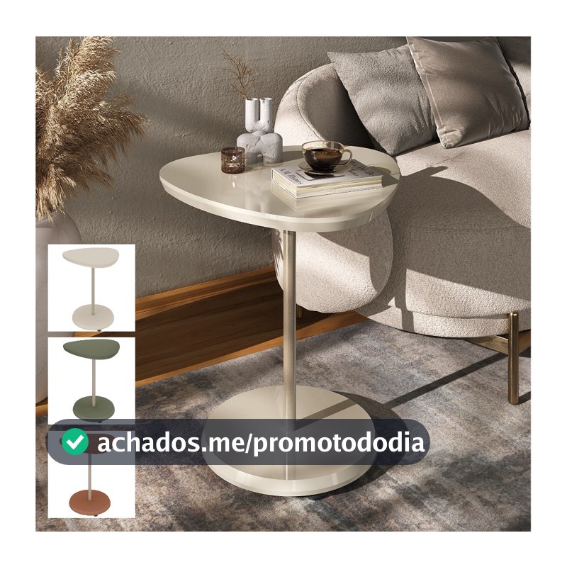 Mesa Lateral Orgânica Apoio de Canto Oval Decorativa Moderna Acabamento Perfeito Bel Artely