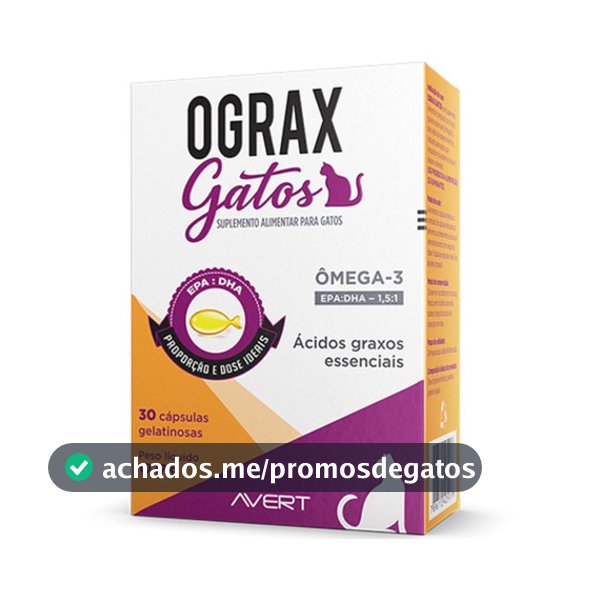 Suplemento Alimentar Para Gato Ograx Gatos 30 Cápsulas Avert