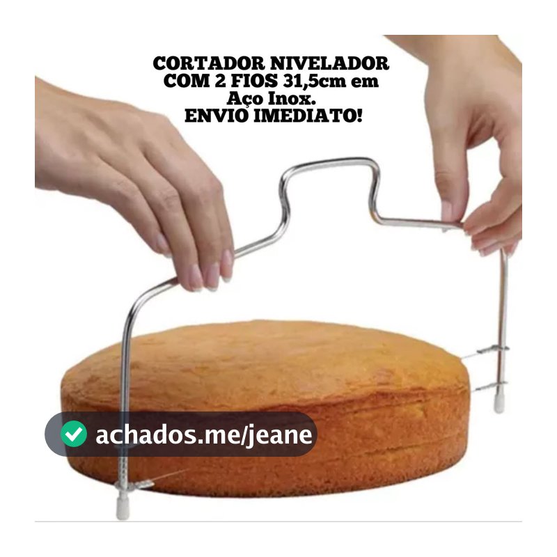 Cortador Fatiador e Nivelador De Bolos Com Fio Duplo Ajustável em Aço Inox 31,5cm Profissional