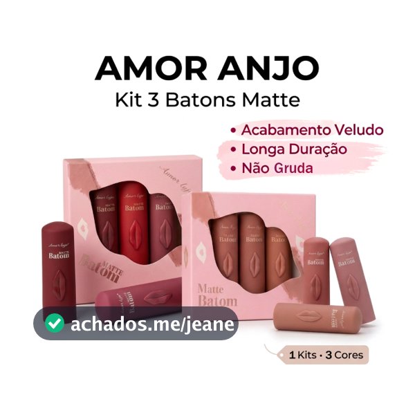 Kit Amor Anjo Batom Matte Aveludado,À Prova D'água,Longa Duração,Uso Diário e Presentes