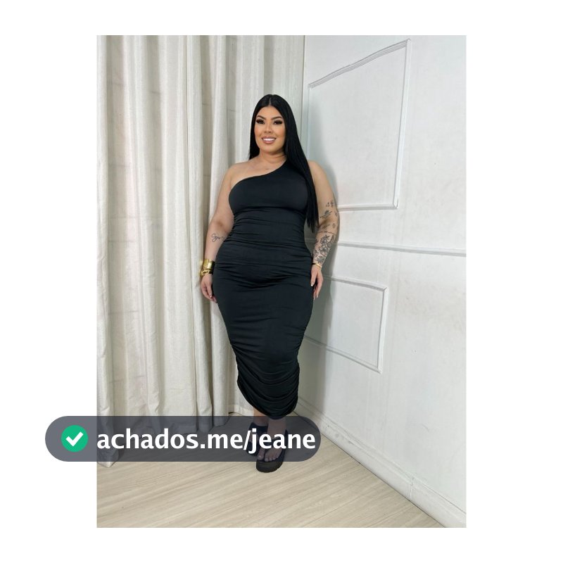 Vestido Midi Um Ombro Só Feminino Plus Size em Tecido Suplex – Elegante e Confortável