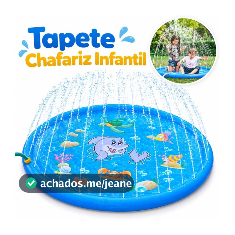 Tapete Chafariz Infantil 150cm/170cm, Tapete de Água para Brincadeira no Jardim, Brinquedo de Verão para Crianças