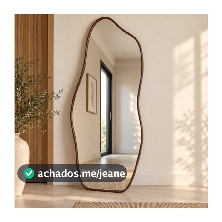 Espelho Orgânico Flame Decorativo com Moldura de Couro 40x95 50x95 60x95 60x110cm