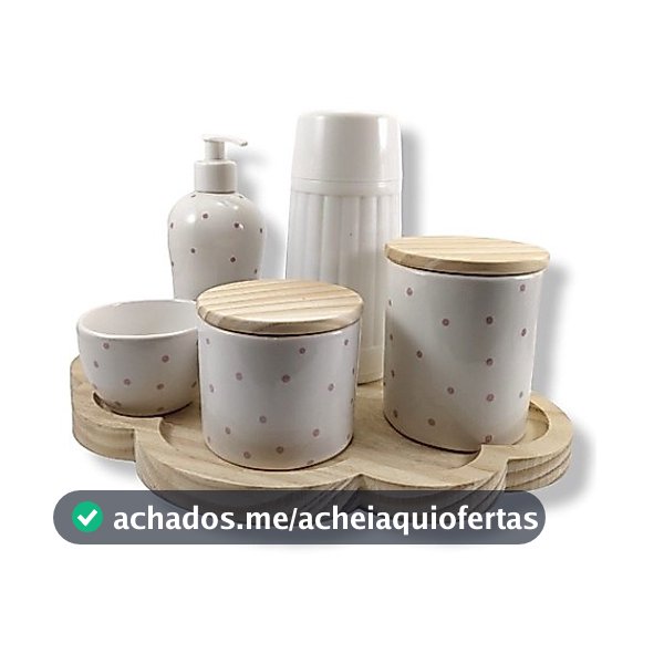 Kit Higiene Bebê Porcelana Nuvem Garrafa Termica 6 Peças Organizador Decoração Quarto Menino Menina