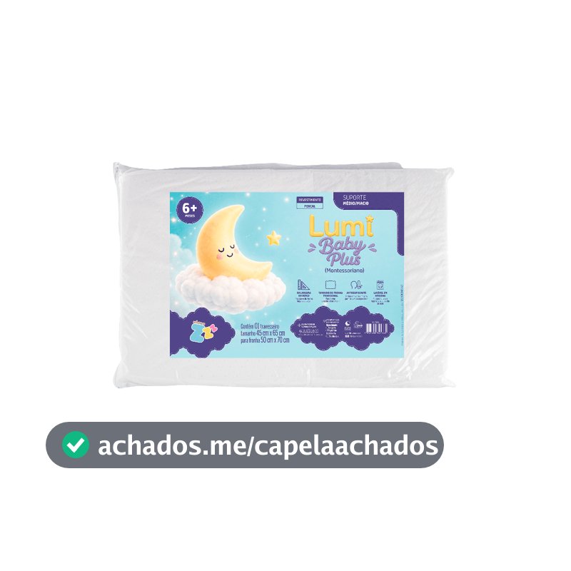 Travesseiro Bebê Berço Montessoriano Lumi Plus Fibrasca 45x65cm Espuma Látex 4cm