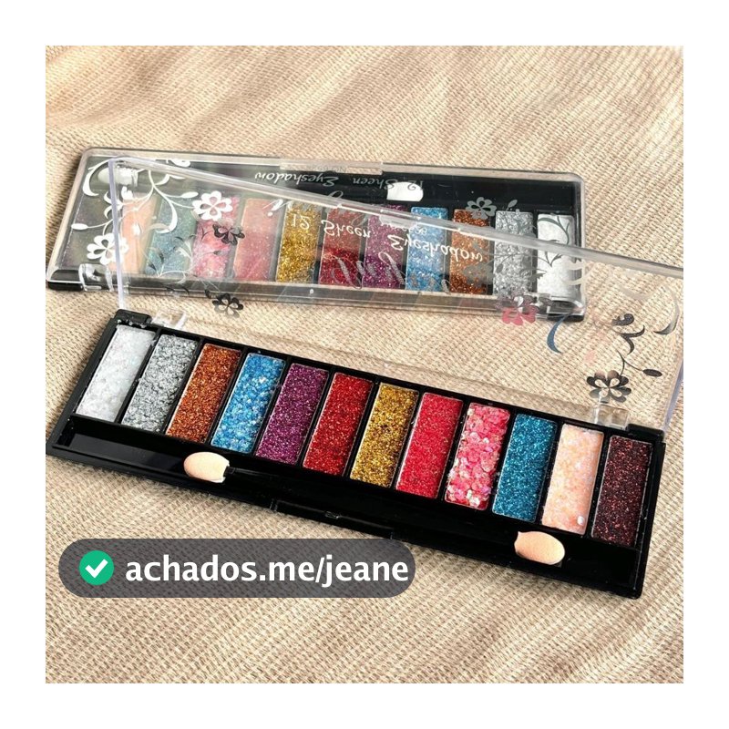 KIT 10 Cores Paleta Sombra Glitter Prensado  Maquiagem Olhos Rosto Brilho Intenso Pronto Entrega