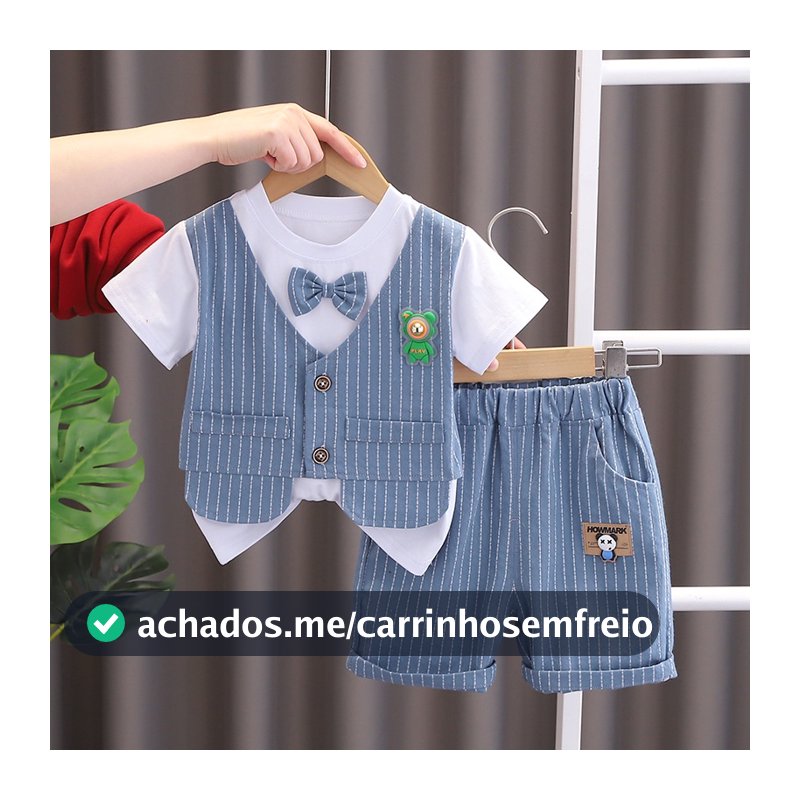 Terno de verão de manga curta para crianças de 0 a 4 anos, camisa + shorts conjunto de 2 peças