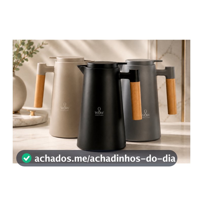 Garrafa Térmica Cabo Madeira Para Café 1l