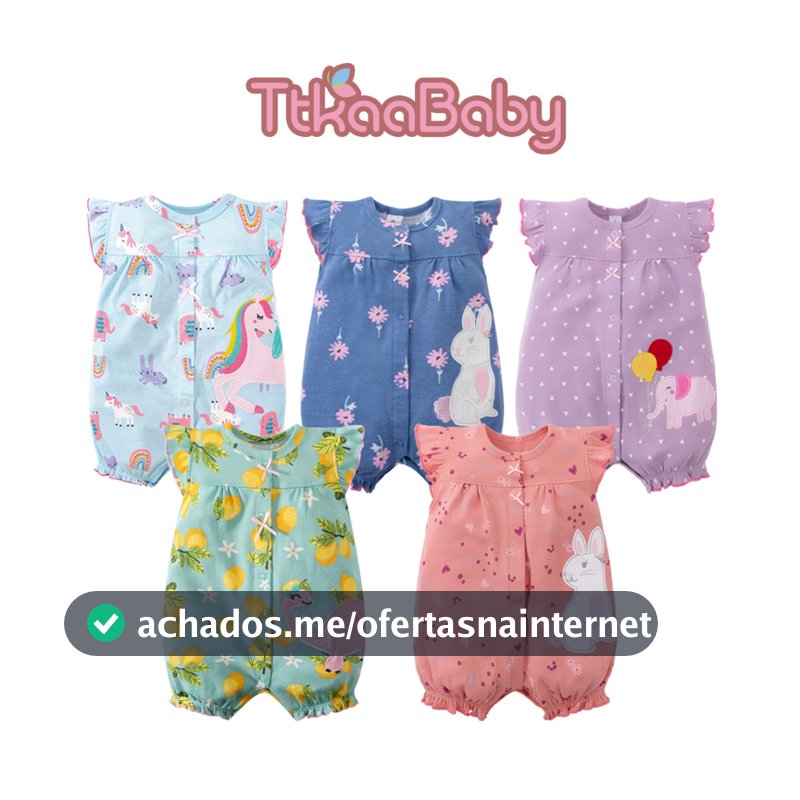 Roupas De Bebê Recém-Nascido Infantil Macacão Meninas Manga Curta Confortável Algodão Bonito Unicórnio Animal Impresso