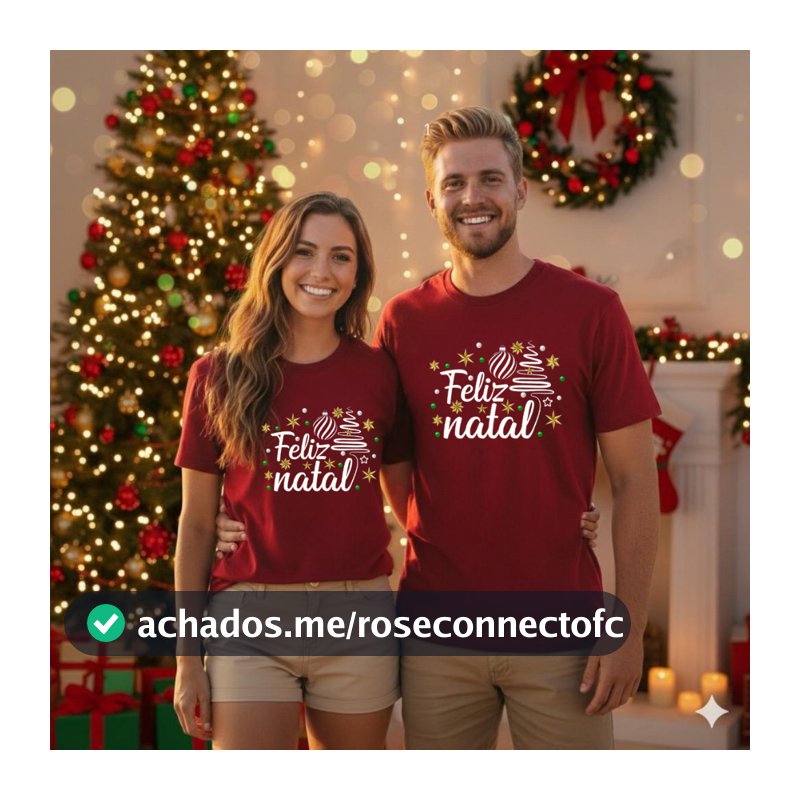 Kit Casal 2 Camisetas Estampadas Feliz Natal Tecido 100% Algodão Premium Envio Imediato