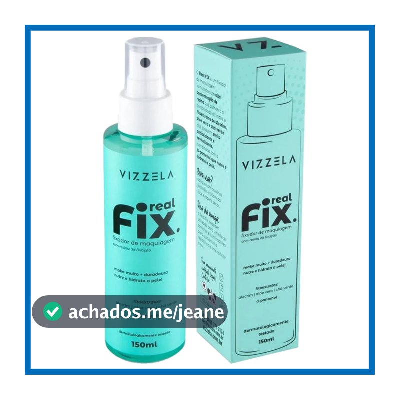 Fixador de Maquiagem Real Fix Líquido Spray Vizzela 150ml Vegano Blindagem