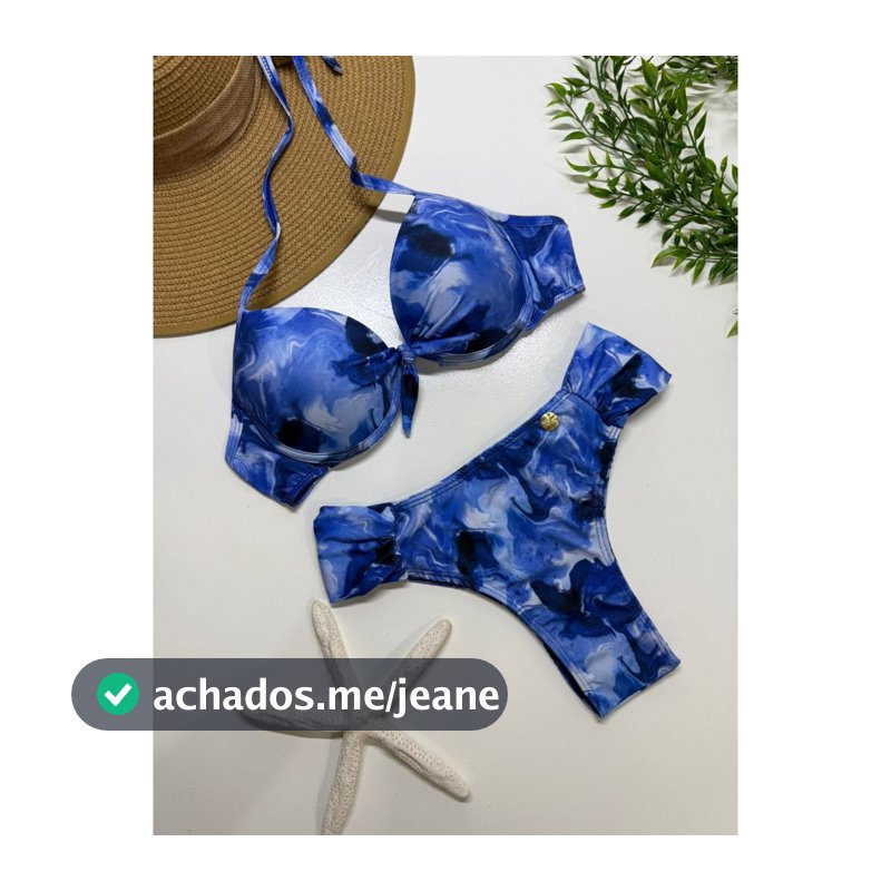 BIQUINI MEIA TAÇA DUNA AZUL COM CALCINHA BORBOLETA