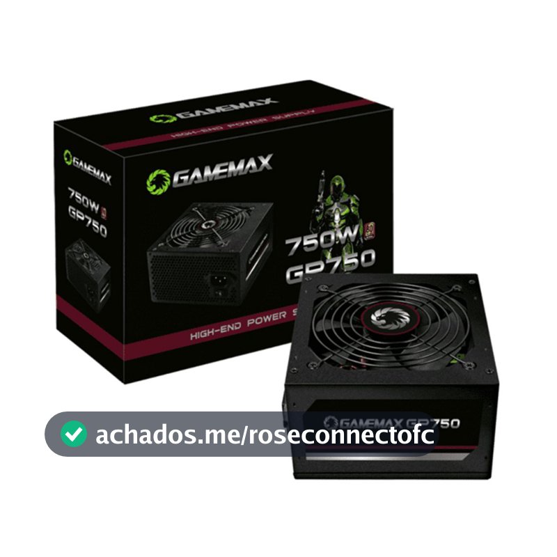 Fonte ATX Gamemax 750W GP750 com Cabo PFC Ativo 80 Plus Bronze Preto