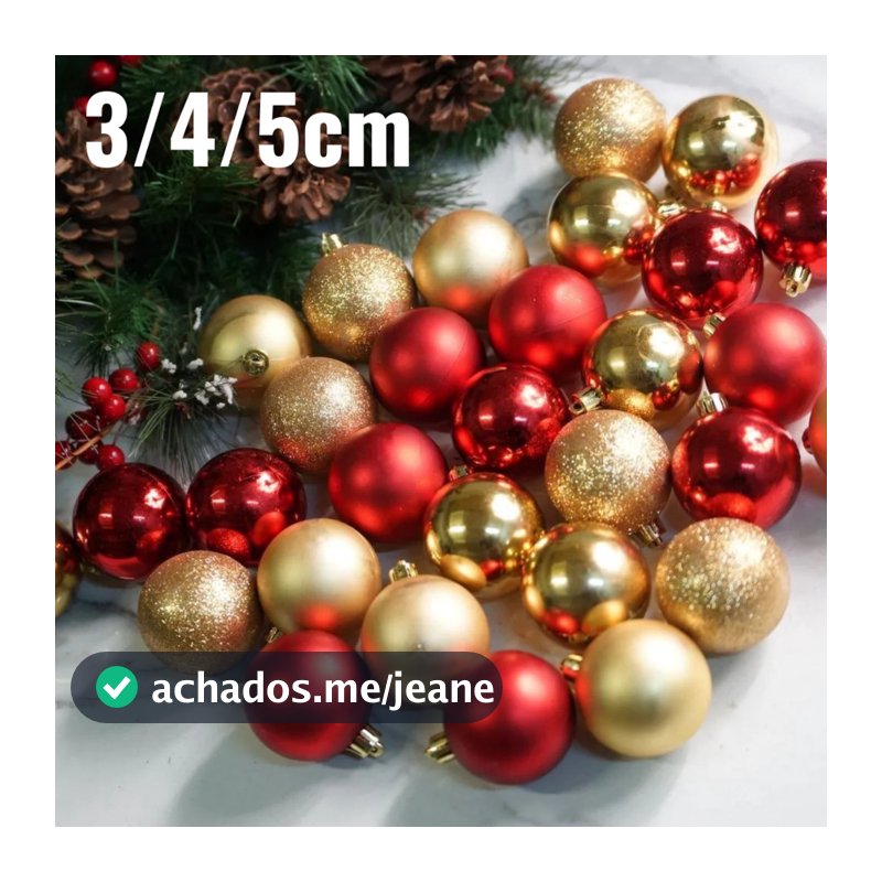 Bolas Natalinas Vermelhas e Douradas 3 4 5cm Enfeite para Árvore Kit Decorativo de Natal