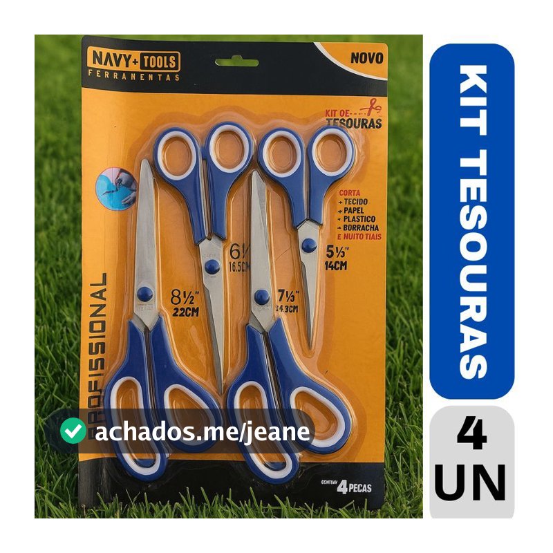 Kit 4 Tesoura Profissionais Para Costura Cabeleireiro Cabelos Artesanato Papel Escola Cozinha