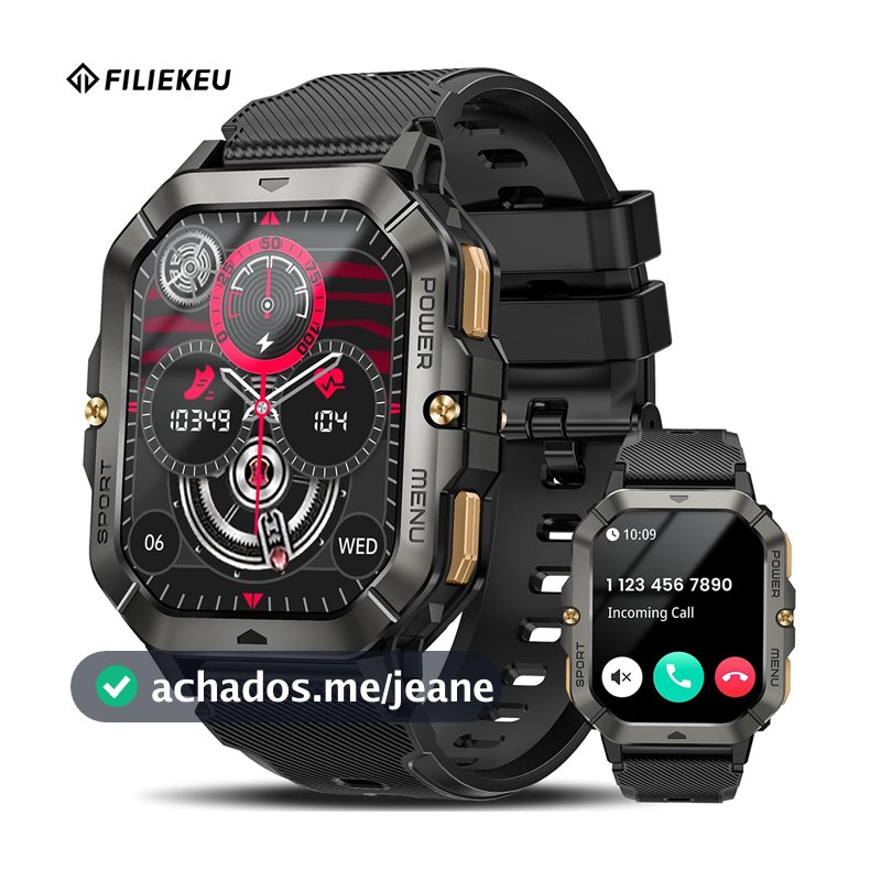 FILIEKEU relógio inteligente militar 50M à prova d'água anti-queda durável Esportes ao ar livre relogio smartwatch