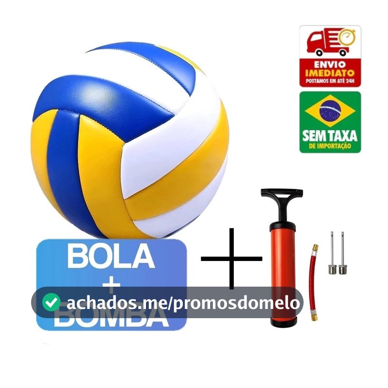 Kit 1 a 5 Bolas de Vôlei 22cm + Bomba de Ar – Bola Vôlei Profissional Quadra Praia