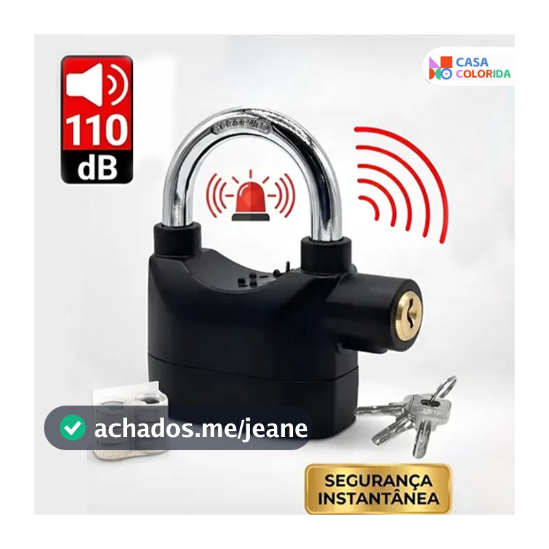 Mini Cadeado Antifurto com Alarme, Trava de Segurança Compacta para Moto, Bike, Portão e Mochila