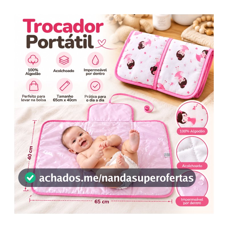 Trocador Fraldas Portatil Bolsa Comoda Impermeável Enxoval Menino Menina
