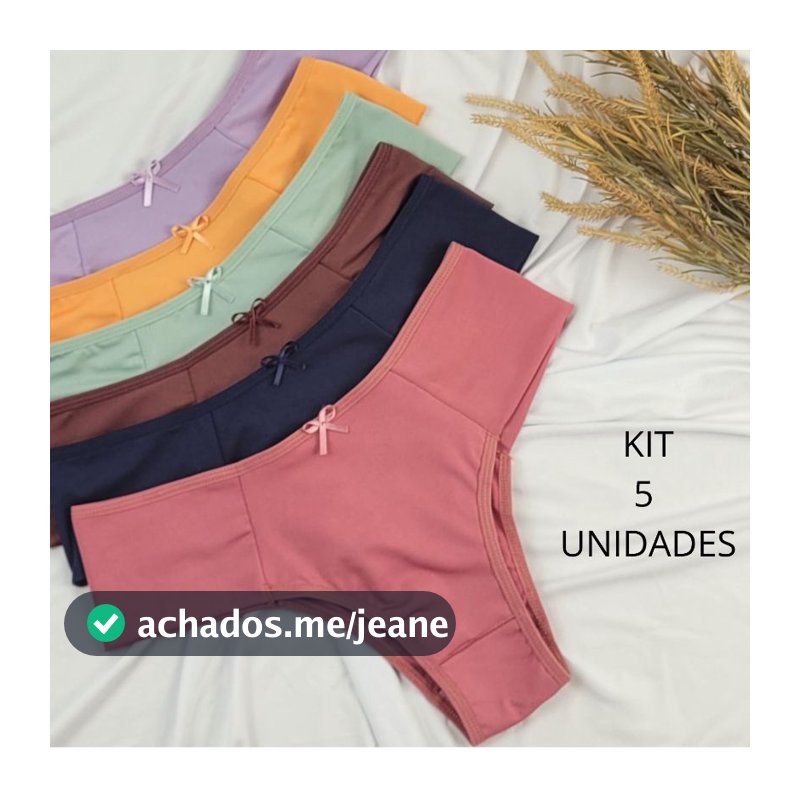 KIT 5 CALCINHAS FEMININAS PALA  ALTA CONFORTO FORRO ALGODÃO