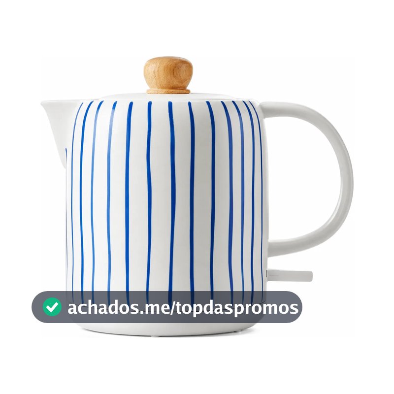 Chaleira Elétrica de Porcelana Tuut Elegance Listras Azuis 1L