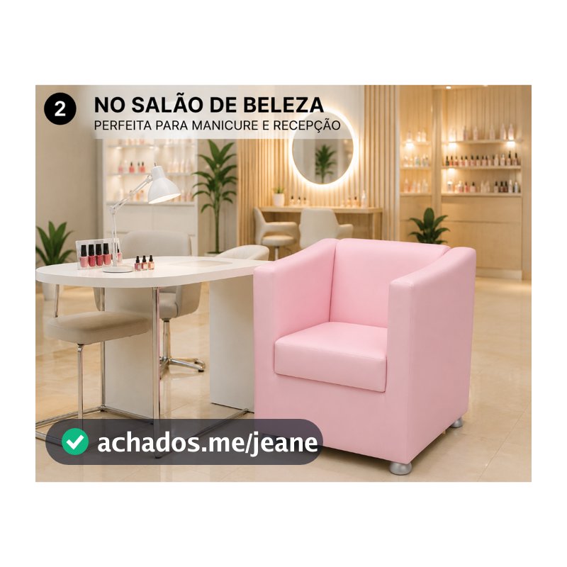 Poltrona para Manicure Salão de Beleza Quarto de Menina Penteadeira Decorativa Corino