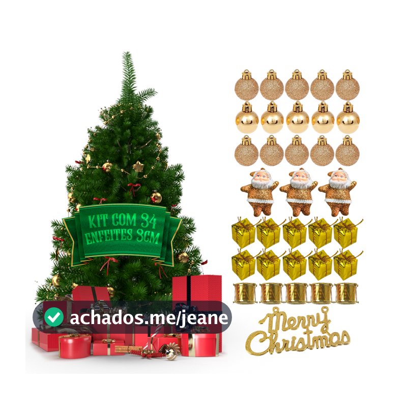 Kit 34 Enfeites Natalinos Decoração Festão Arvore de Natal Guirlanda Premium